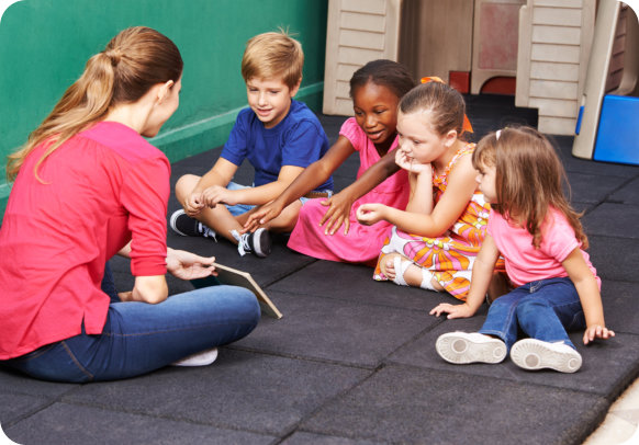 four kids with one adult