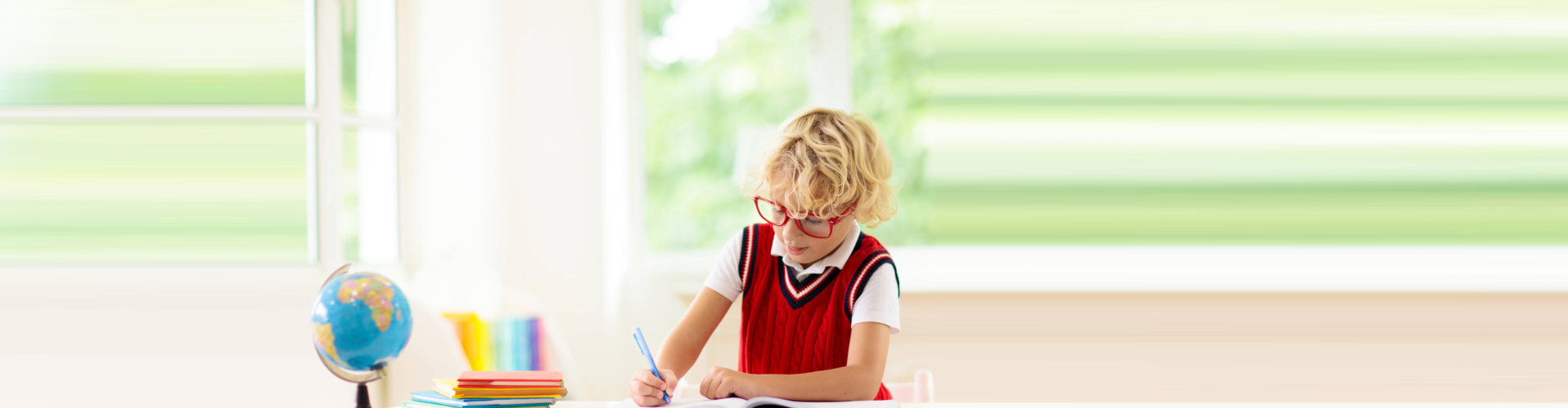 child studying